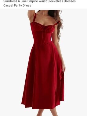 Red Sleeveless Empire-Waist Sundress